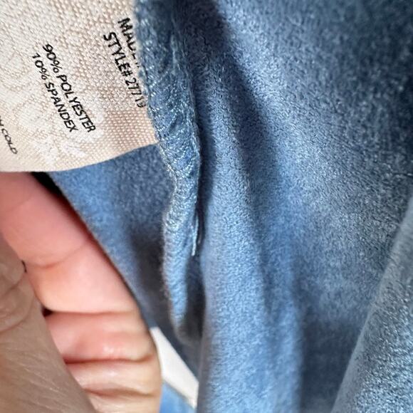 Soft Surroundings Faux Suede Cardigan Draped Open Front Jacket size SMALL Blue - Picture 10 of 12